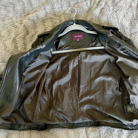 VIGOSS Embroidered, Faux Leather Jacket Medium Black - Picture 3 of 7